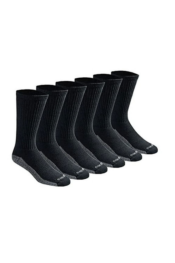 Men's Dri-tech Moisture Control Crew Socks 6 pack Shoe Size: 6-12 Black