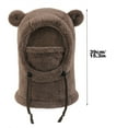 thumbnail image 2 of 3 in 1 Beanie Hat with Scarf and Mask Unisex Winter Warm Fleece Balaclava Thermal Sherpa Hood Ski Mask Face Mask （Cute Ears Coffee）, 2 of 5