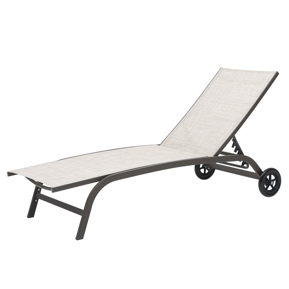 Crestlive Products Beige Aluminum Adjustable Chaise Lounge Chair