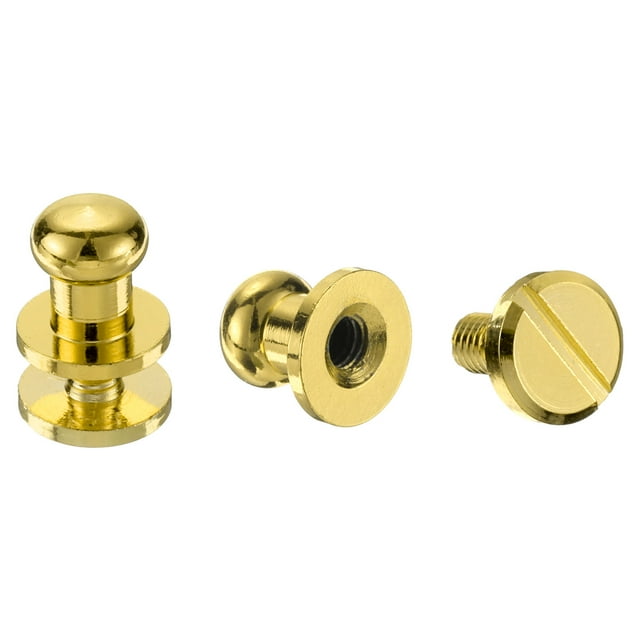 Uxcell Solid Brass Round Head Stud Screw Rivets Gold Tone 6mm