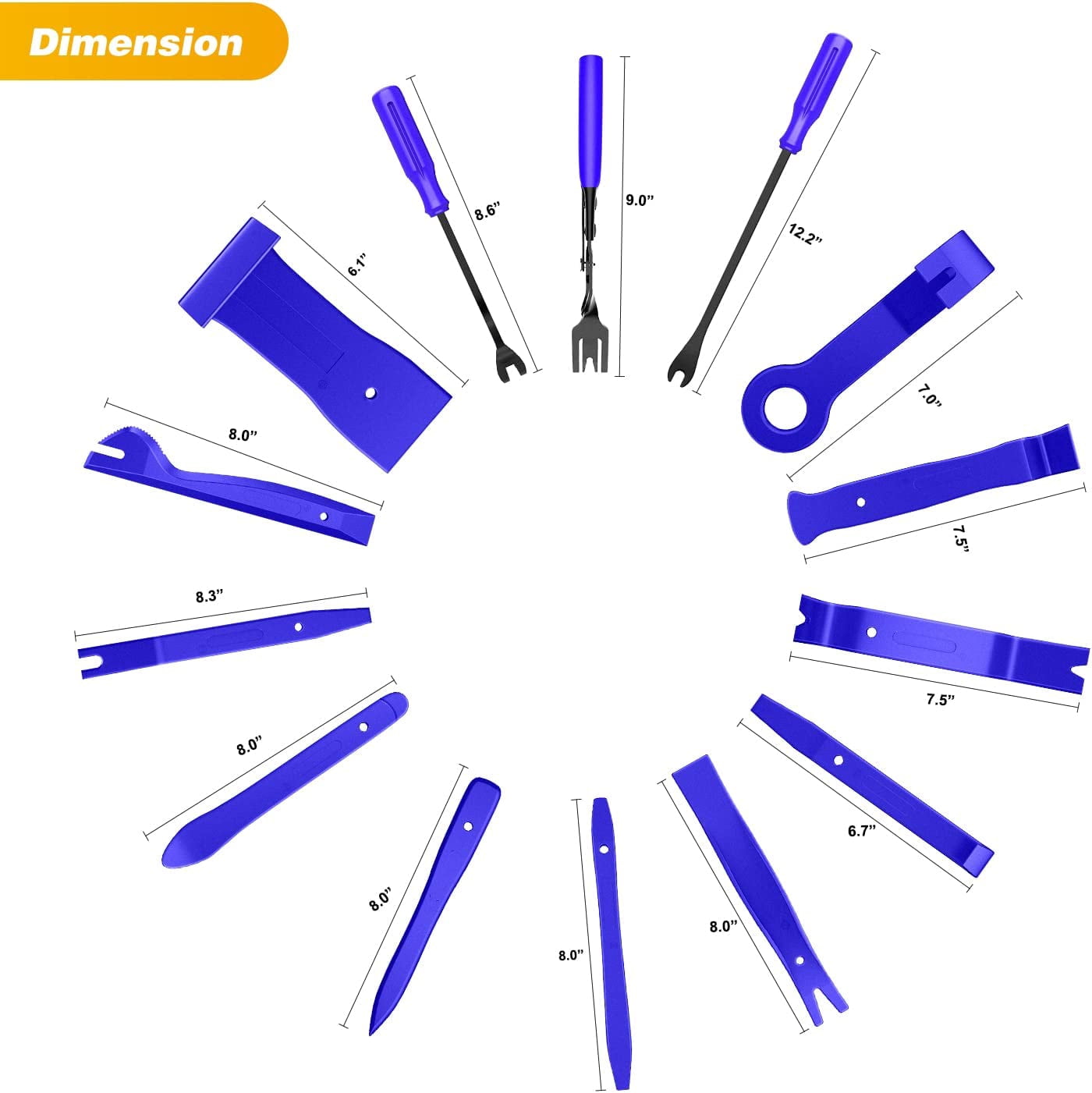GOOACC 102Pcs Nylon Trim Removal Tool, Auto Push Pin Nylon Bumper Retainer Clip Set Fastener Terminal Remover Tool Round Handle Crowbar Pry Kit Car/Radio Panel