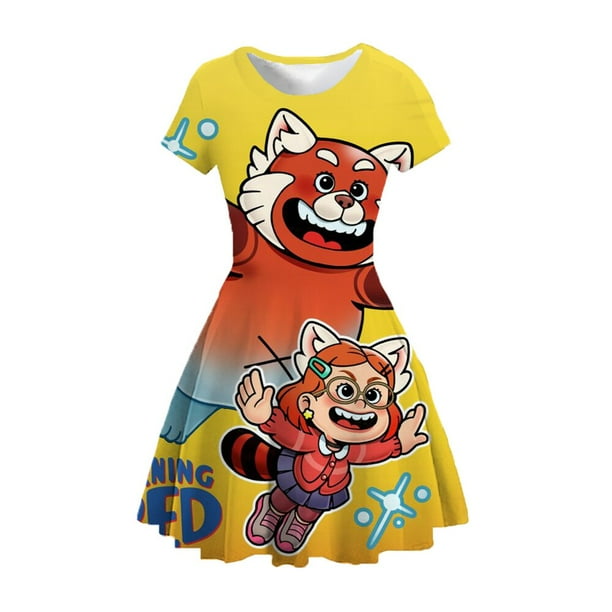 Disney Turning Red Costume Princess Dress Suit Charm para niñas Cosplay Mei Red Carnival Birthday Party Dress para niñas Costume130 Gao Jinjia LED