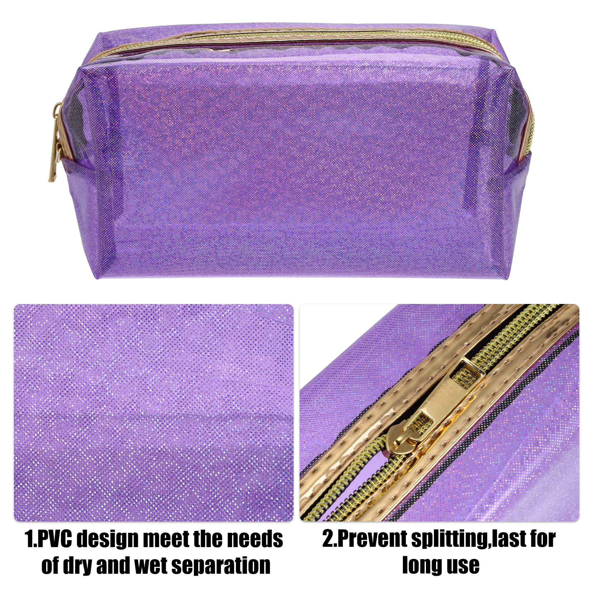 Unique Bargains 1 Pc Durable Travel Waterproof Polyvinyl Chloride Toiletry Bag Purple