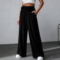 thumbnail image 7 of Wide Leg Pants for Women Flowy Loose Casual Drawstring Elastic Waist Trousers with Pockets Summer Beach Vacation Clothes, 7 of 7