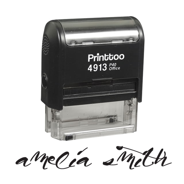Printtoo Personalized Black Self Inking Custom Stamp Custom Signature Rubber Stamper-58 x 22 mm