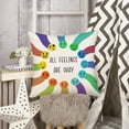 thumbnail image 4 of All Feelings are Okay Pillow Cover Joy Sadness Anger Anxiety Fear Envy Linen Pillow Cover for Home Bedroom Sofa Office Decoration for Child and Friends 18x18 Inch, 4 of 6