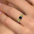 thumbnail image 4 of Gem Stone King 14K White Gold Black Onyx & Green Peridot 3-Stone Engagement Ring | 1.08 Cttw | Round 5MM and 4MM | Three Stone Wedding Anniversary Promise Ring for Women (Size 5), 4 of 6