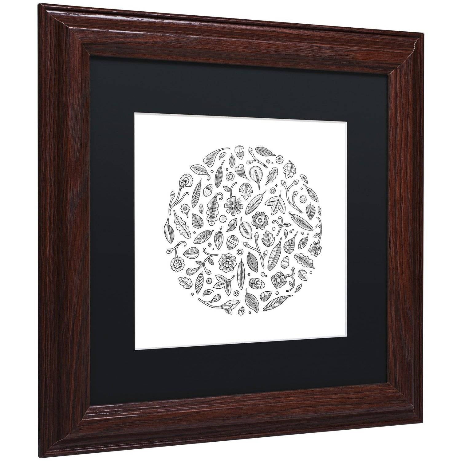 Trademark Fine Art "Leaf Circle" Canvas Art by Filippo Cardu, Black Matte, Wood Frame