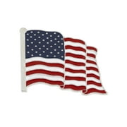 Wholesale American Flag Enamel Lapel Pin-- PROUDLY MADE IN USA (Silver Tone) (1 Pin)