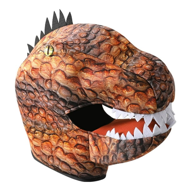 Máscara de dinosaurio, ligera y divertida, disfraz de Halloween para actuaciones en el escenario o cumpleaños. Marrón