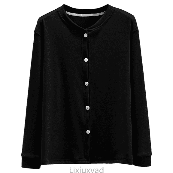 Lixiuxyad Womens Cardigans Loose Fit Fleece Button Front Cardigan Warm Thermal Soft Casual Outerwear Coat For Home And Outdoors,Black