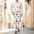 thumbnail image 2 of ZHOUCHANKIDS Mens Valentine's Day Two Piece Suit Set Featuring A Full Rose Print Design On Jacket And Pants White XXXL, 2 of 6
