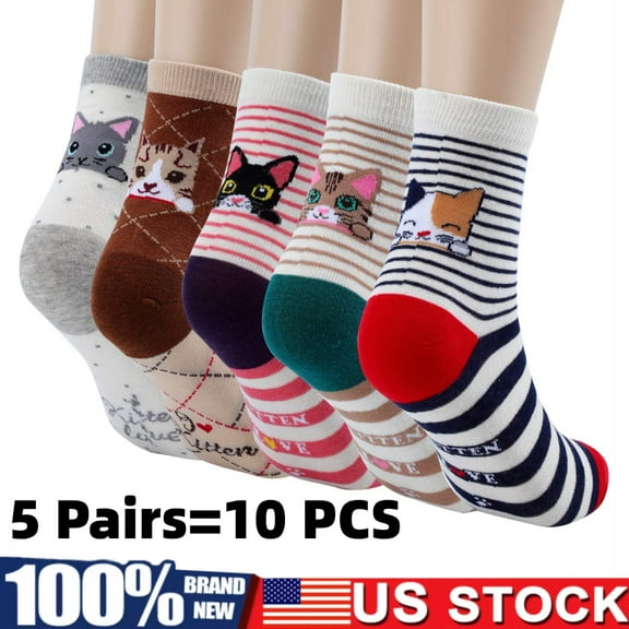 5Pairs Women's Cat Socks Cat Gifts Cute Animal Cute Cat for Women