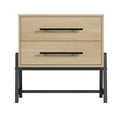 thumbnail image 3 of Goldensoil Nightstand with Drawers, Wood Bedside Table,Wide Side Table with Metal Legs, Wood Color, 3 of 8