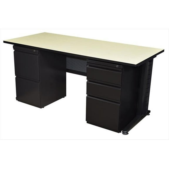 60 In. Double Ped Desk - Maple