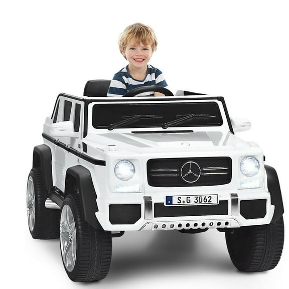 Gymax 12V Licensed Mercedes-Benz Kids Ride On Car RC Motorized Vehicles w/ Trunk White