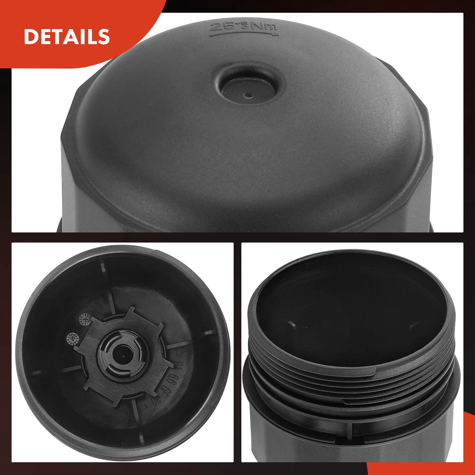 A-Premium Oil Filter Housing Cover Cap Compatible with Jaguar F-Pace/XE 2017-2018 F-Type/XJR 2014-2017 XF/XJ 2010-2017 XFR 2010-2015 3.0L 5.0L