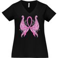 thumbnail image 3 of Inktastic Breast Cancer Awareness with Butterfly Ribbon Words Women's Plus Size V-Neck T-Shirt, 3 of 5