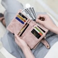thumbnail image 1 of Cartera esmerilada para mujer, estilo coreano, billetera corta de gran capacidad, billetera linda para estudiantes con múltiples tarjetas para mujer, 1 of 5