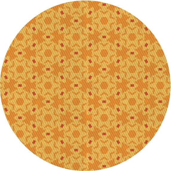 Ahgly Company Indoor Round Patterned Neon Orange Area Rugs, 3' Round