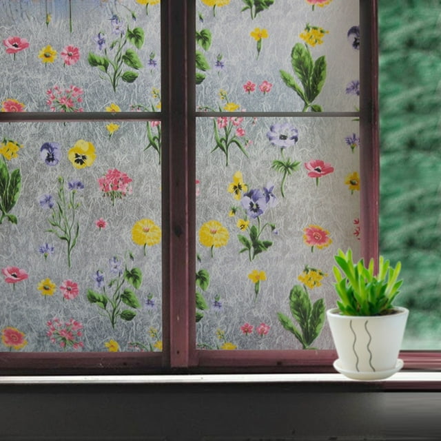 HAORUN 3D Flower Static Glass Films Window Privacy Film Sticker Peel