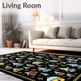 thumbnail image 2 of ODIKA 5'x7' Machine Washable Non-Slip Area Rug, Charming Gnome Village Winter Scene with Details High Traffic Rug, Black, 638489, 2 of 7