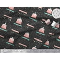 thumbnail image 3 of Soimoi Black Cotton Voile Fabric Cake & Ornaments Christmas Print Fabric by the Yard 42 Inch Wide, 3 of 3