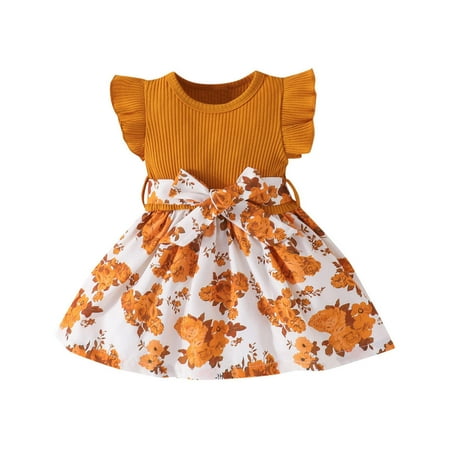

Toddler Baby Girl Clothes Summer Dress Ruffle Sleeveless Bow Top Splicing Floral Skirt Baby Girls Sundress Outfits Girl Newborn Clothes Baby Girl Outfits Toddler Preschool Essentials
