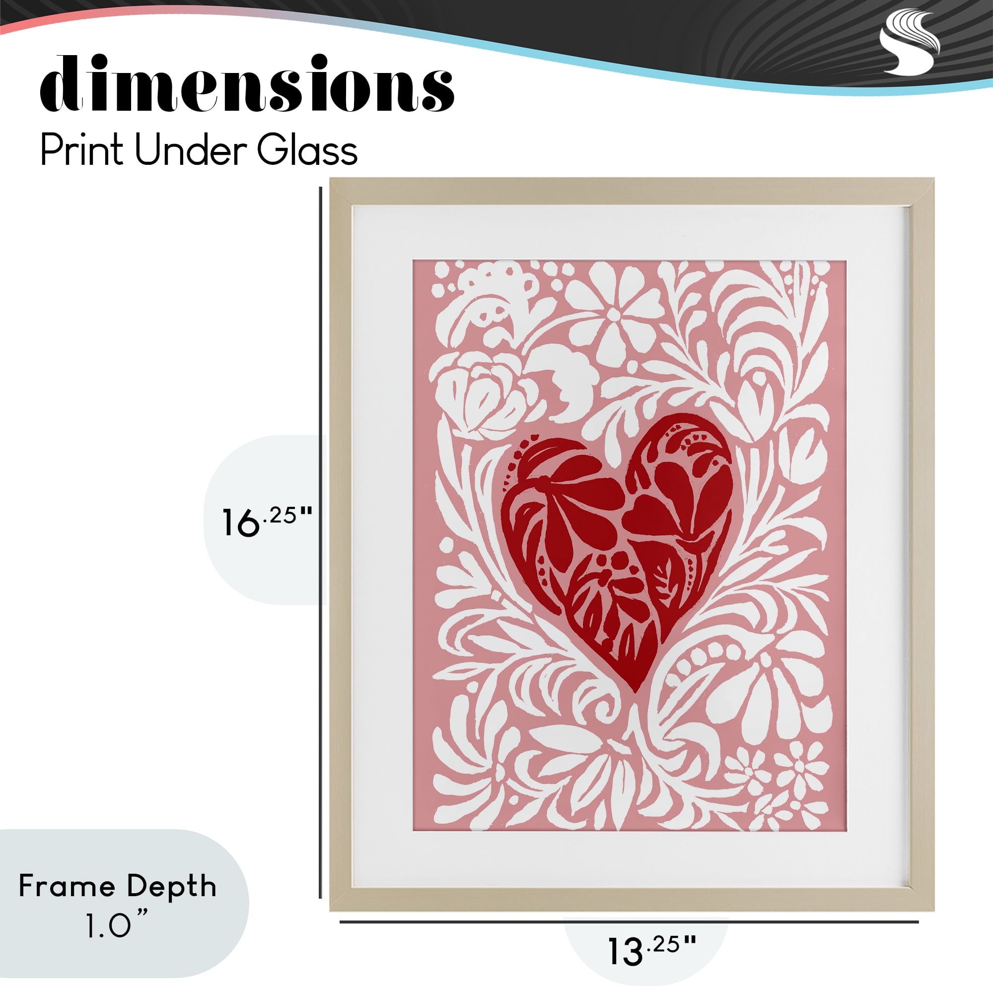 Stupell Industries Red Leafy Heart on Pink Birch Framed Print Under Glass, design by Cindy Jacobs