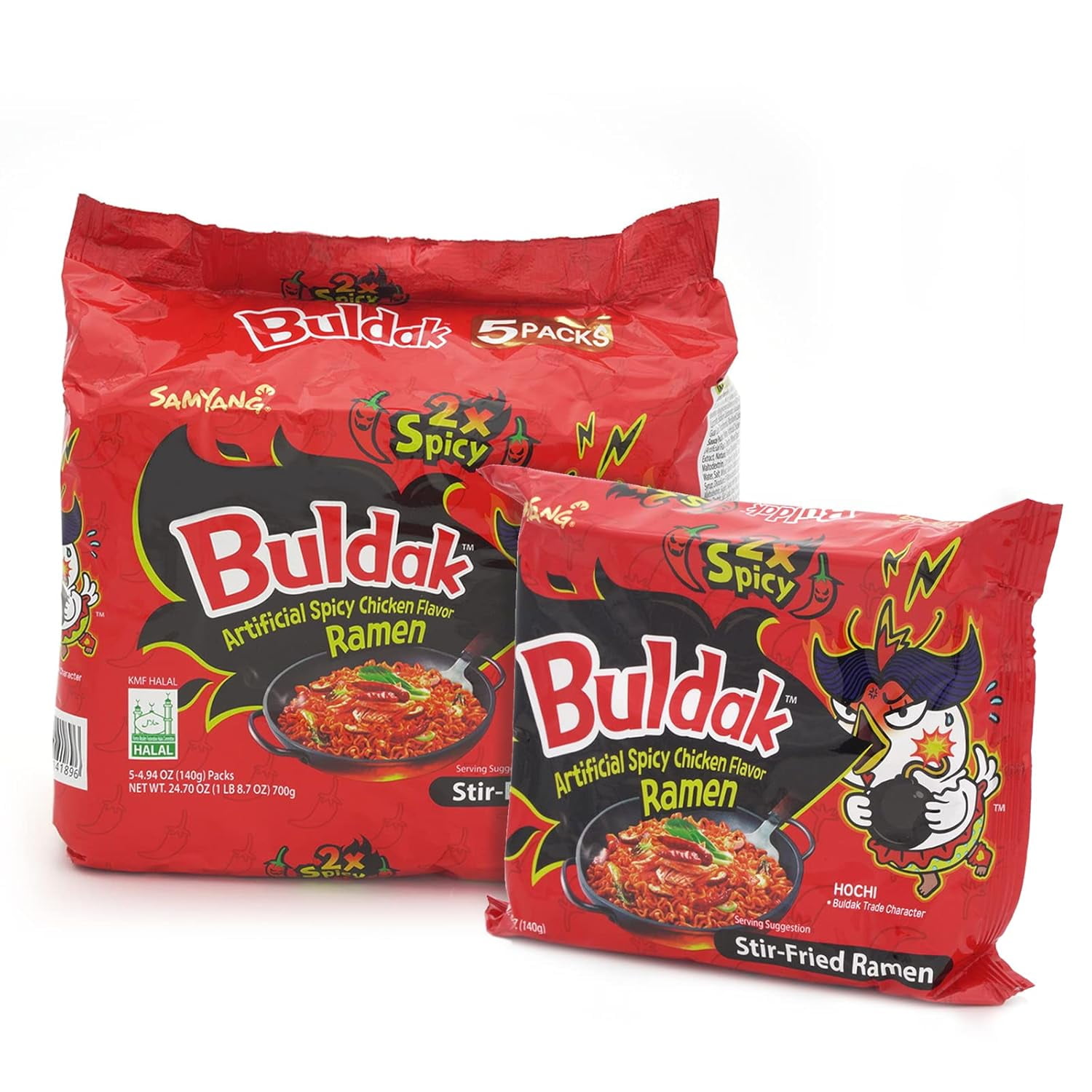 Top Two Spicy Chicken Hot Ramen noodle Buldak Variety 10 pack (5 each:Hek Nuclear,Original)