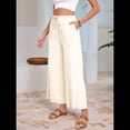 thumbnail image 4 of Pantalones de y Algodón para Mujer, Informales, de Verano, para Playa, con Cordón, Holgados, de Pierna y Bolsillos. Beige XL, 4 of 9