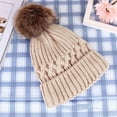 thumbnail image 7 of Pnellth Wool Knitted Hat Thick Fur Ball Decoration Keep Warmer Solid Color Winter Casual Women Skiing Beanies for Daily Wear, 7 of 7