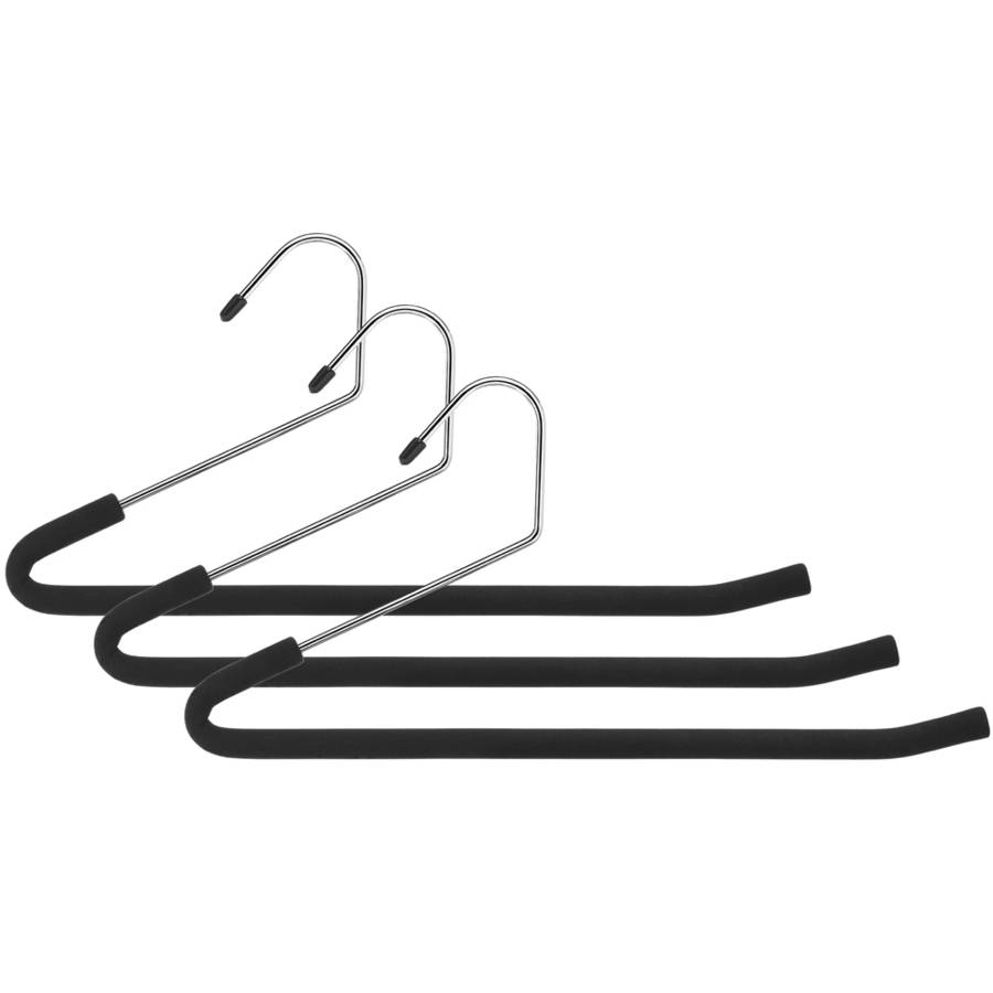 Whitmor 61005266 Chrome Slack Hangers with Black Foam, 3 Count