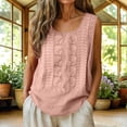 thumbnail image 3 of Womens Summer Linen Tank Tops Boho Wide Strap Sleeveless Tops Floral Embroidered Blouses Flowy Bohemian Causal Shirt (XL,Pink), 3 of 8