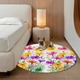 thumbnail image 2 of Colorful Floral Round Area&nbsp;Rug 5ft Spring Watercolor Flowers Non-Slip&nbsp;Washable Circle Rugs Soft Felt Indoor Floor Mat for Bedroom Kitchen Living Room Bathroom, 2 of 9