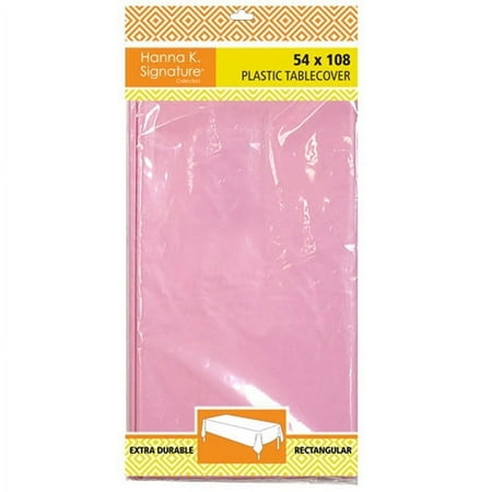 Nicole Fantini Disposable Plastic Tablecloth Rectangle 54" x 108" Set of 8 (Perfect Pink)