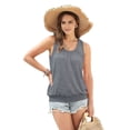thumbnail image 3 of Women'S Summer Loose Fit Pleated Scoop Neck Casual Sleeveless Tank Tops Grey XXL, 3 of 8
