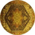 thumbnail image 1 of Ahgly Company Indoor Round Oriental Yellow Industrial Area Rugs, 4' Round, 1 of 4