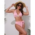 thumbnail image 4 of DARING DIVA Women's 2 Piece O Ring Seashell Ribbed Bikini Sets S Pink, 4 of 6