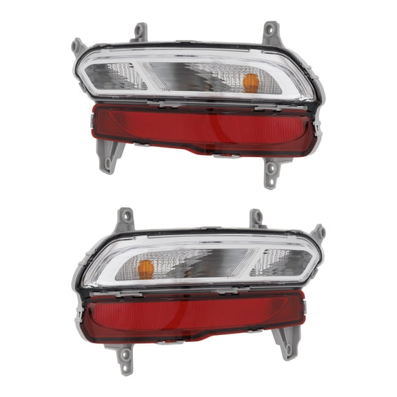 KarParts360 For Kia Sportage 2020 2021 Back Up Light Assembly Driver And Passenger Side | Pair | On Bumper | Clear And Red Lens | Chrome Housing | KI2882102, KI2883102 | 92405D9700, 92406D9700