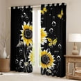thumbnail image 3 of Homewish Cartoon Sunflower Teen Black Out Curtains, Dreamy Butterfly Animal Curtains Pack of 2 (42x63 Each), Rustic Plant Botanical Bedroom Curtains, Window Curtains Decor, 3 of 7