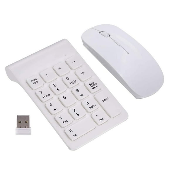 Teclado numérico inalámbrico de 18 teclas Jinwen con mouse para computadora portátil de escritorio Blanco