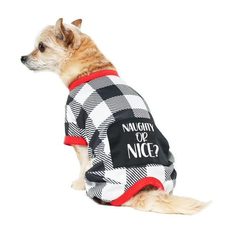 Vibrant Life Dog Clothes: Black & White Plaid Jersey Pajamas  Size XS