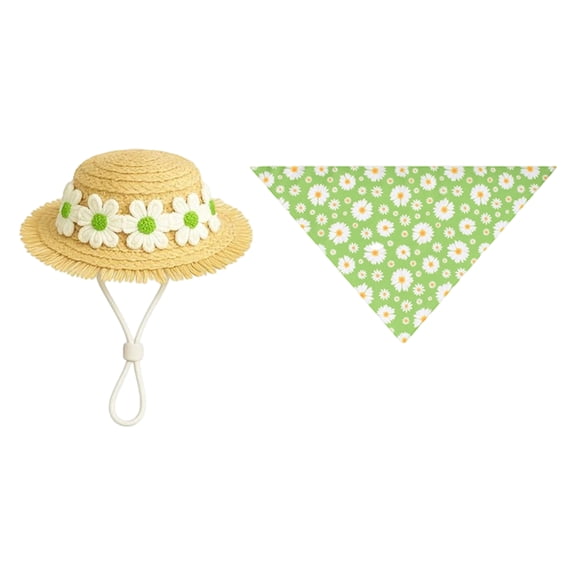 HaCpiu Spring Floral Porch Goose Outfits, 23.6" Green Goose Clothes with Straw Hat & Daisy Scarf, Porch Goose with Outfits for St. Patrick's Day Lawn Yard Garden Outdoor Decor