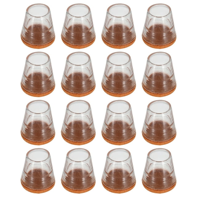 Protectores de piso para patas de silla, paquete de 16, tapas de patas de silla de silicona de 23mm (transparente)