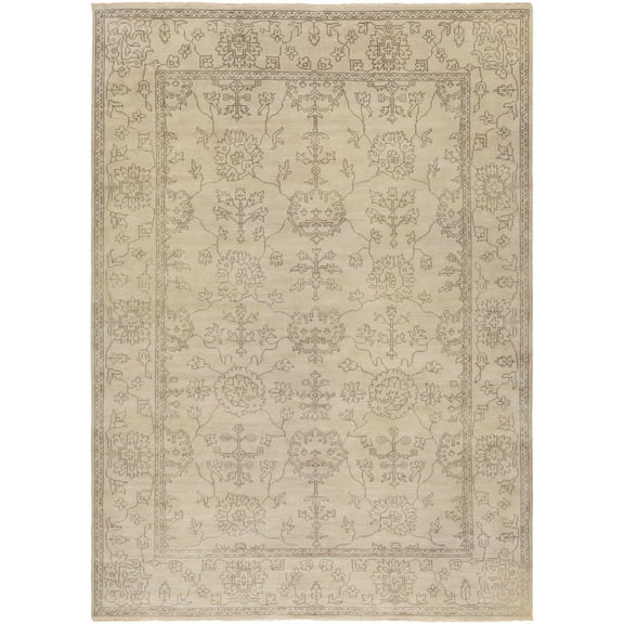 Hauteloom Lewes Wool Living Room, Bedroom Area Rug - Traditional - Taupe, Charcoal - 2' x 3'