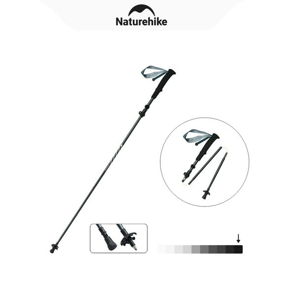 Naturehike, Aluminum Ultralight Walking Pole, Five-Fold Trekking Poles with EVA Grip, Quick Lock Collapsible Hiking Pole, Adjustable Walking Sticks, Tungsten Steel Pole Tip, 1 Trekking Pole.