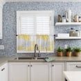 thumbnail image 5 of Yellow Grey Chrysanthemum Half Window Curtain 36 Inches Long, Farmhouse Botanical Floral Modern Window Treatment Curtain Drapes, Small Tier Curtains for Bathroom Over Sink, 27.5"x36", 2 Panels, 5 of 7