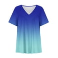 thumbnail image 4 of XuJwPNcy Tops for Women Soft Short Sleeve Gradient Shirts Trendy V Neck Pleated Tunic Casual Plus Size Blouse, 4 of 5