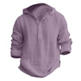 thumbnail image 4 of EnJoCho Boys Cotton Linen Hooded Shirt Long Sleeve Half Button Beach Top Breathable Summer Vacation Surf Style, 4 of 4